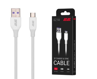 Кабель 2E USB-A – microUSB Glow 1m White (2E-CCAM-WH)