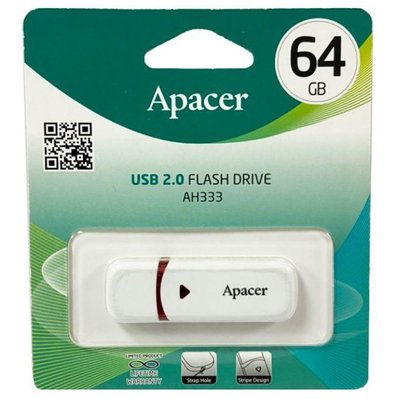 Накопичувач Apacer 64GB USB 2.0 Type-A AH333 White