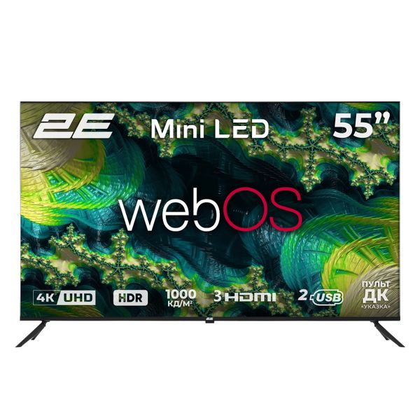 Телевізор 55" 2E MiniLED 4K 60Hz Smart WebOS Black