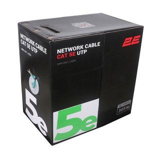 Кабель 2E CAT 5e, U-UTP, 305м, AWG 24/1, LSZH, Green (2E-CBL5EUTP-LSZH-GRN)