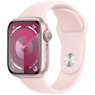 Смарт-годинник Apple Watch Series 9 GPS 41mm Pink Aluminium Case with Pink Sport Band - S/M (MR933QP/A)
