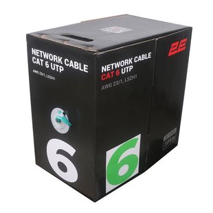 Кабель 2E CAT 6, U-UTP, 305м, AWG 23/1, LSZH-1, Green (2E-CBL6EUTP-LSZH1-GRN)