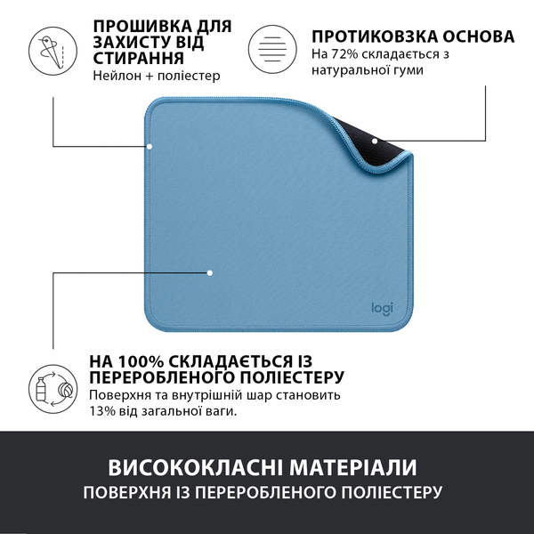 Килимок для миші Logitech Mouse Pad Studio Series Blue (956-000051)