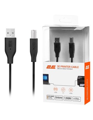Кабель 2E USB 2.0 (AM/BM) DSTP, 3m, Black (2E-W-3169m3)