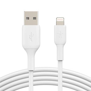 Кабель Belkin USB-A Lightning, 1m, PVC, white(CAA001BT1MWH)