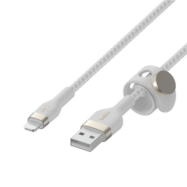 Кабель Belkin USB-A – Lightning 1м силіконовий плетений White (CAA010BT1MWH)