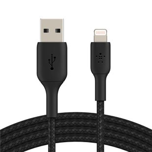 Кабель Belkin USB-A – Lightning 1м плетений Black (CAA002BT1MBK)