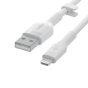 Кабель Belkin USB-A-Lightning 2м силиконовий з кліпсою White (CAA008BT2MWH)