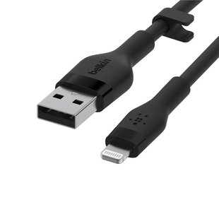 Кабель Belkin USB-A – Lightning силіконовий, з кліпсою, 2m Black (CAA008BT2MBK)