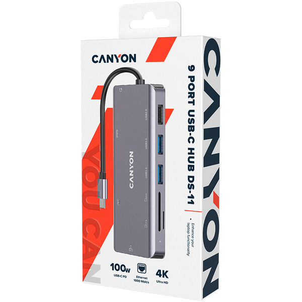USB-хаб CANYON DS-11 Темно-сірий (CNS-TDS11), Сірий