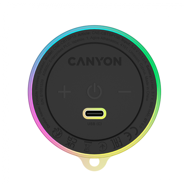 Портативна колонка CANYON OnMove 13 Чорний (CNE-CBTSP13B), Чорний