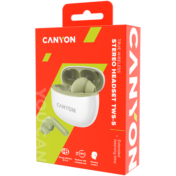 TWS-навушники CANYON TWS-5 Зелений (CNS-TWS5GR), Зелений