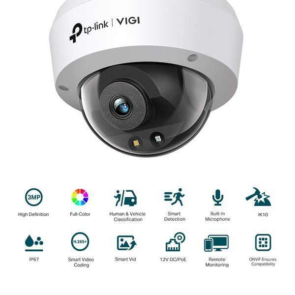 Купольна IP-камера TP-Link VIGI C230(4mm) 3 Мп Full-Color IP67 IK10 (VIGI C230(4mm))