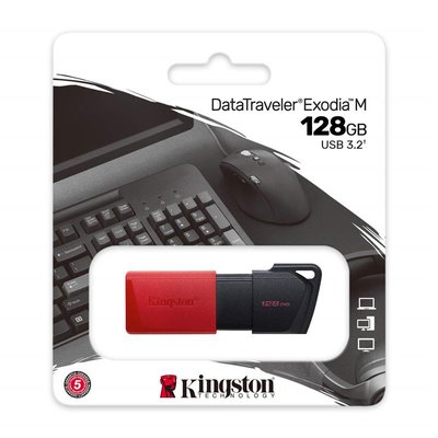 Накопичувач Kingston 128GB USB 3.2 Type-A Gen1 DT Exodia M Black Red - Suricom