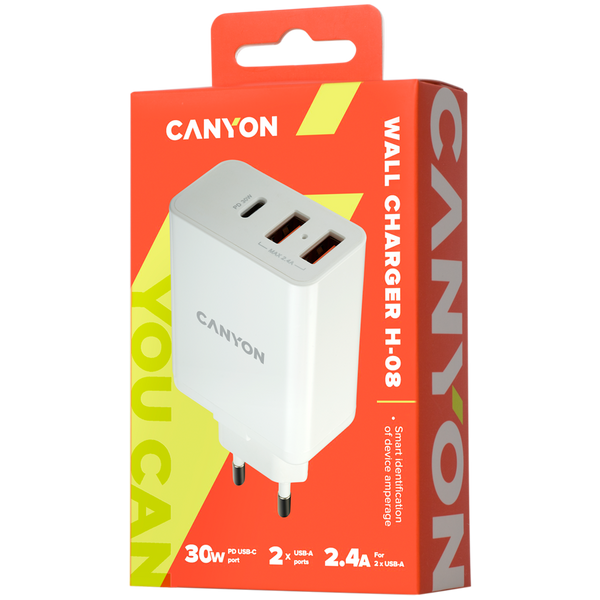 Зарядний пристрій CANYON H-08 Білий (CNE-CHA08W)