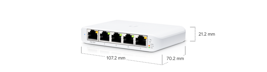 Коммутатор Ubiquiti UniFi Switch Flex Mini 5&times;1GbE питание USB-C или PoE (USW-FLEX-MINI-EU)