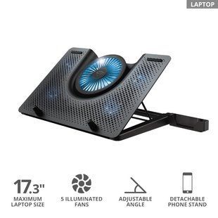 Игровая подставка с охлаждением Trust GXT 1125 Quno, 5 вентиляторов, LED-подсветка (23581_TRUST)