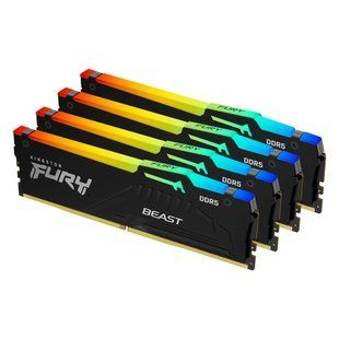 Оперативна пам'ять Kingston FURY Beast Black RGB DDR5 128 ГБ (Kit of 4) (KF556C40BBAK4-128)