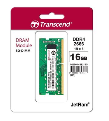 Оперативна пам'ять Transcend SODIMM DDR4-2666 16384MB PC4-21300 (JM2666HSE-16G)