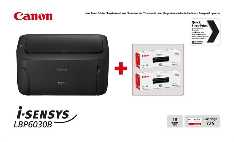 Принтер лазерный Canon i-SENSYS LBP6030B бандл з 2 картриджами (8468B042)