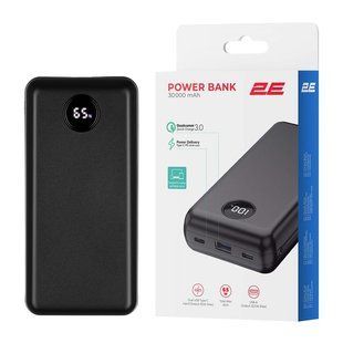 Повербанк 2E 30000 мА&middot;ч, 65 Вт PD, QC 3.0, 2&times;USB-C, USB-A, чёрный (2E-PB3009-BLACK)