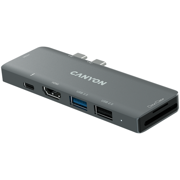 USB-хаб CANYON DS-5 Темно-сірий (CNS-TDS05B), Сірий
