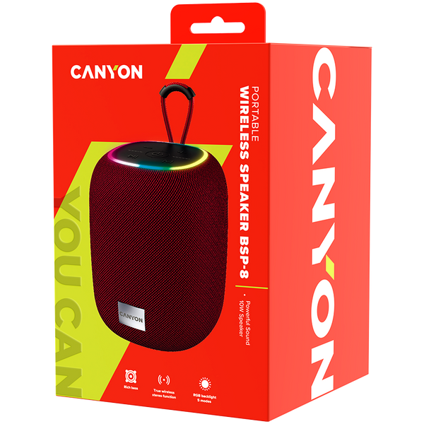 Портативная колонка CANYON BSP-8 Красный (CNE-CBTSP8R), Красный