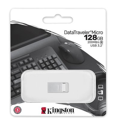 Накопичувач Kingston 128GB USB 3.2 Type-A Gen1 DT Micro R200MB/s Metal