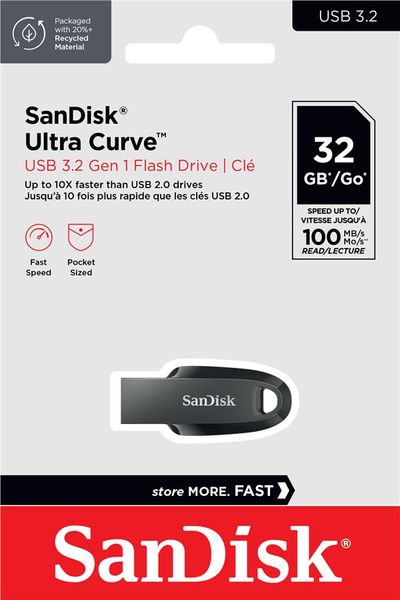 Накопичувач SanDisk 32GB USB 3.2 Type-A Ultra Curve Black