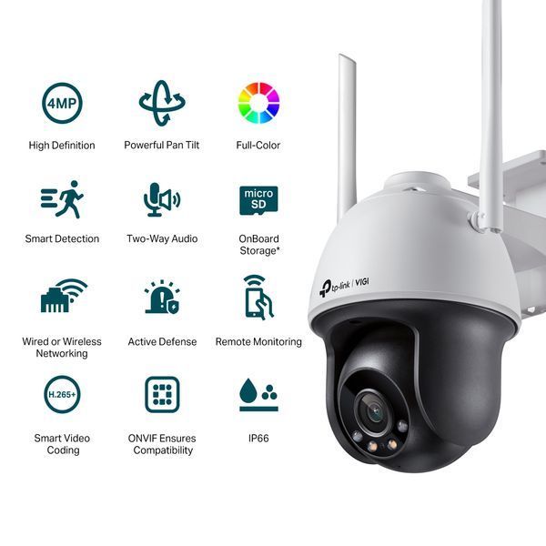 Поворотная Wi-Fi IP-камера TP-Link VIGI C540-W(4mm) 4 Мп Full-Color Pan/Tilt IP66 (VIGI C540-W(4mm))