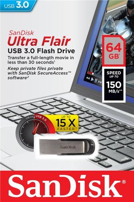 Накопичувач SanDisk 64GB USB 3.0 Type-A Flair R150MB/s - Suricom