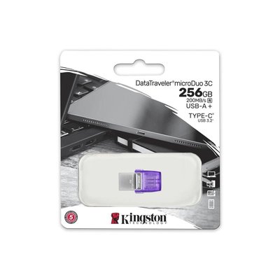 Накопитель Kingston 256GB USB 3.2 Type-A + Type-C DT microDuo 3C R200MB/s