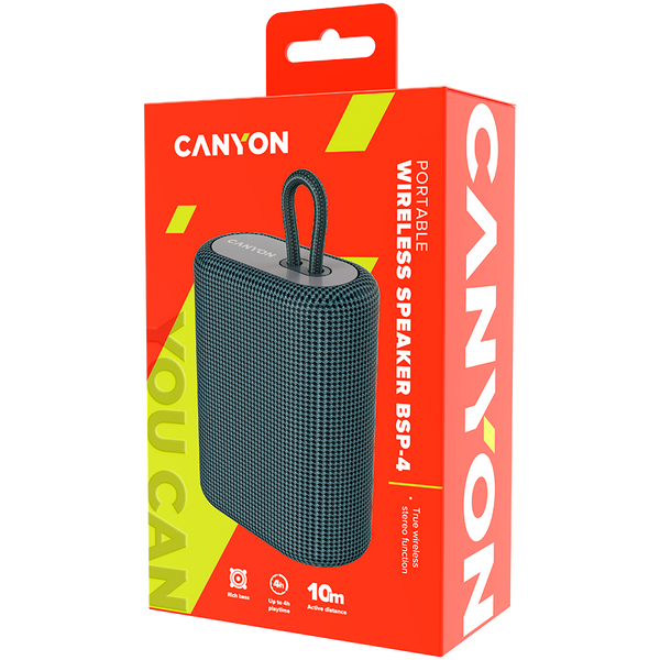 Портативная колонка CANYON BSP-4 Темно-серый (CNE-CBTSP4DG), Тёмно-серый