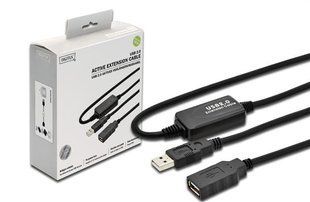 Кабель USB-A (M/F) зарядки/синхронизации, DIGITUS, 10м, активный, черный