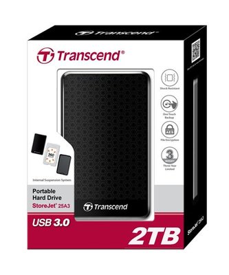 Жорсткий диск Transcend StoreJet 25A3 2TB TS2TSJ25A3K 2.5 USB 3.0 External Black