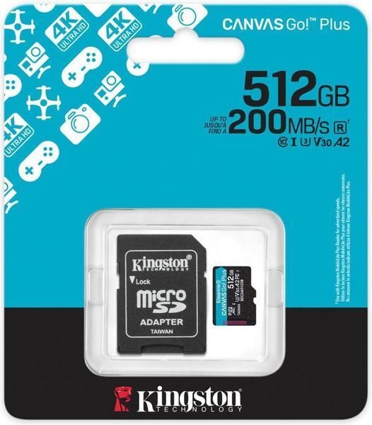 Картка пам'яті Kingston microSDXC Canvas Go Plus Gen4 512 ГБ + адаптер (SDCG4/512GB)