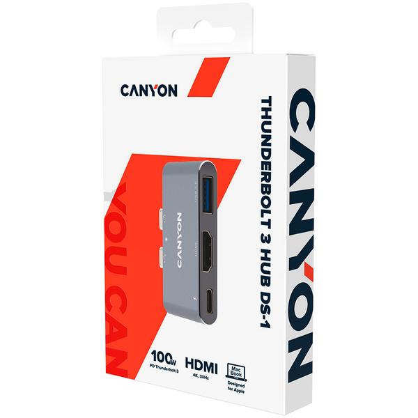 USB-хаб CANYON DS-1 Темно-сірий (CNS-TDS01DG), Сірий