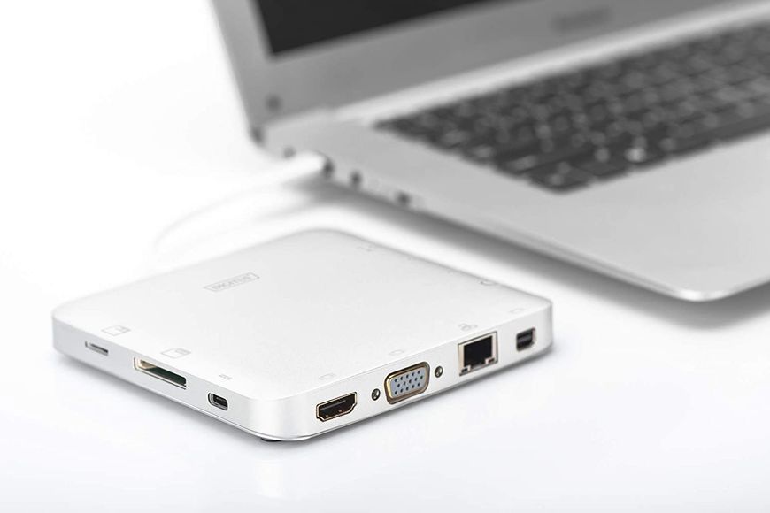Хаб DIGITUS USB-C > HDMI/VGA/miniDisplayPort/3xUSB-A/USB-C/SD/MicroSD/RJ54/Audio