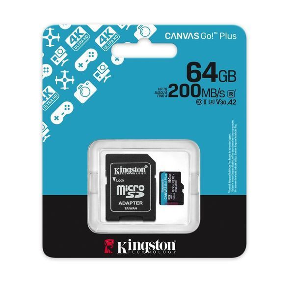 Картка пам'яті Kingston Canvas Go Plus Gen4 microSDXC 64 ГБ, з адаптером (SDCG4/64GB)