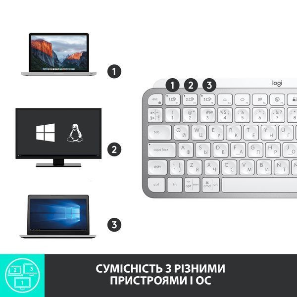 Клавиатура Logitech MX Keys Mini Pale Grey (L920-010499)