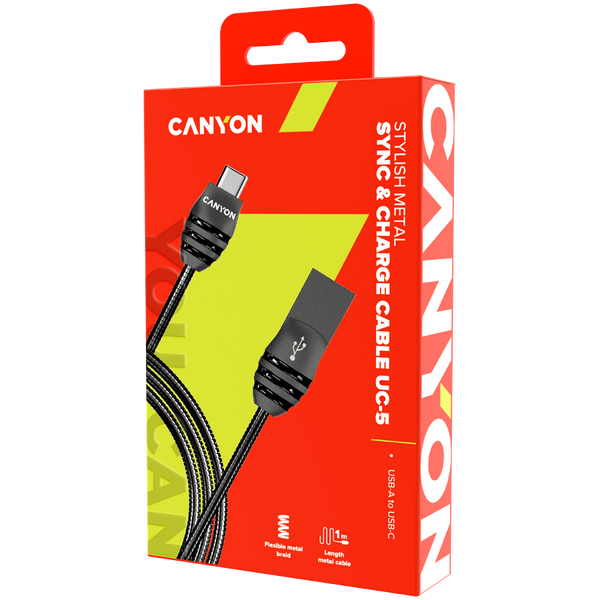 Кабель CANYON UC-5 Темно-серый (CNS-USBC5DG), Тёмно-серый