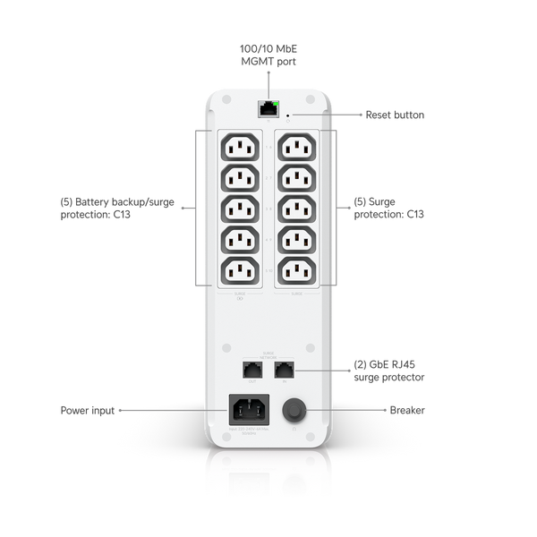 Источник бесперебойного питания Ubiquiti UniFi UPS Tower 1 кВА, 5+5 розеток, EU (UPS-Tower-EU)