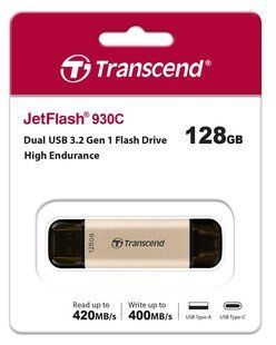 Накопичувач USB 3.2+Type-C Transcend JetFlash 930 Black R420/W400MB/s 128GB (TS128GJF930C)