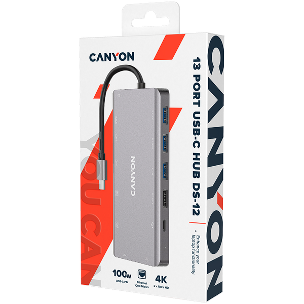 USB-хаб CANYON DS-12 Тёмно-серый (CNS-TDS12), Тёмно-серый