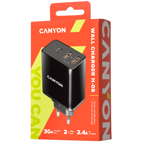 Зарядний пристрій CANYON H-08 Чорний (CNE-CHA08B)