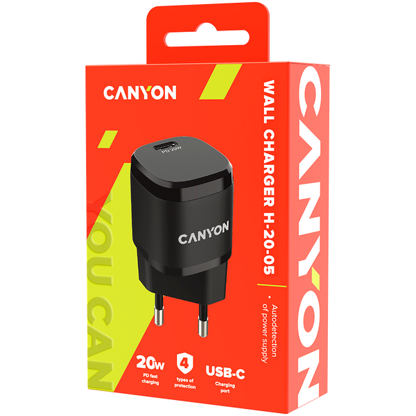Зарядний пристрій CANYON H-20 Чорний (CNE-CHA20B05)