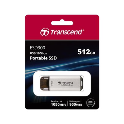Портативний SSD Transcend 512GB USB 3.1 Gen 2 Type-C ESD300 Silver (TS512GESD300S)