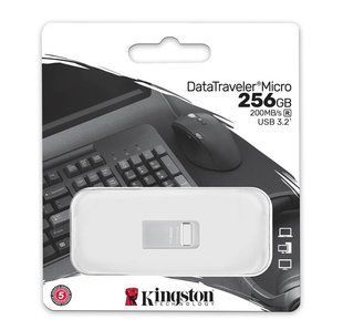 Накопичувач USB 3.2 Kingston 256GB Gen1 DT Micro R200MB/s Metal (DTMC3G2/256GB)