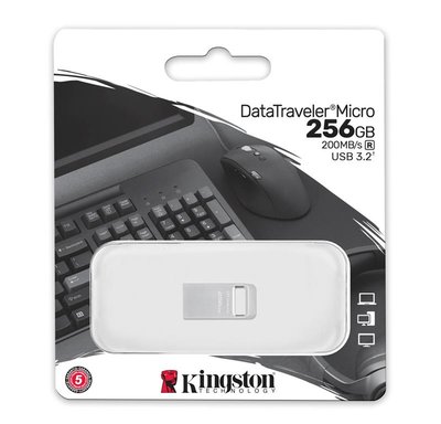 Накопитель Kingston 256GB USB 3.2 Type-A Gen1 DT Micro R200MB/s Metal