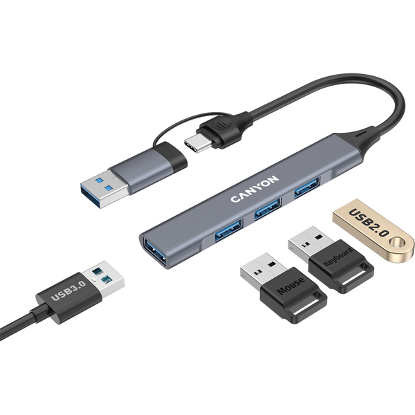 USB-хаб CANYON DS-02 Сірий (CNS-TDS02G), Серый